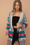 Aztec Fringe Western Tie Cardigan Sweater