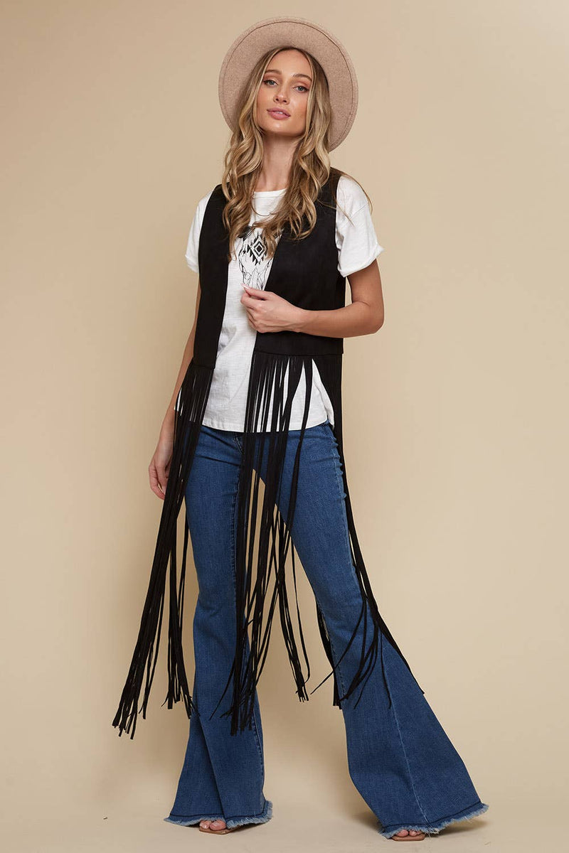 Long Vegan Suede Friend Vest
