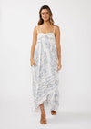 Hi-Lo Spaghetti Strap Patchwork Ruffle Maxi Dress
