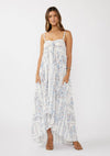 Hi-Lo Spaghetti Strap Patchwork Ruffle Maxi Dress