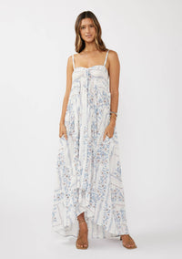 Hi-Lo Spaghetti Strap Patchwork Ruffle Maxi Dress
