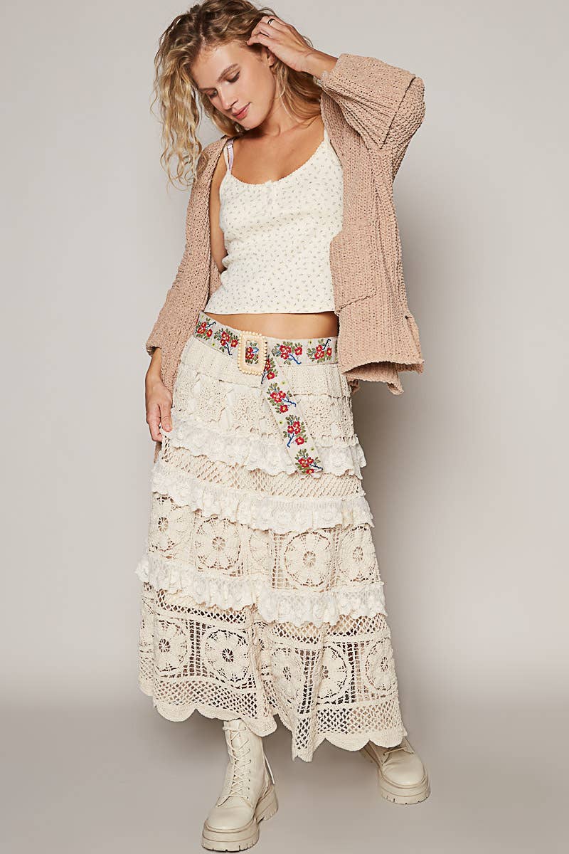 Floral Beaded Buckle Belt