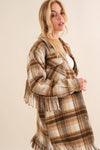Plaid Fringe Bottom Fleece Jacket