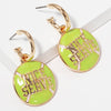 Tennis Ball Enamel Charm Post Ring Earrings