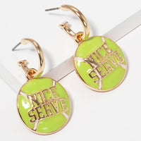 Tennis Ball Enamel Charm Post Ring Earrings