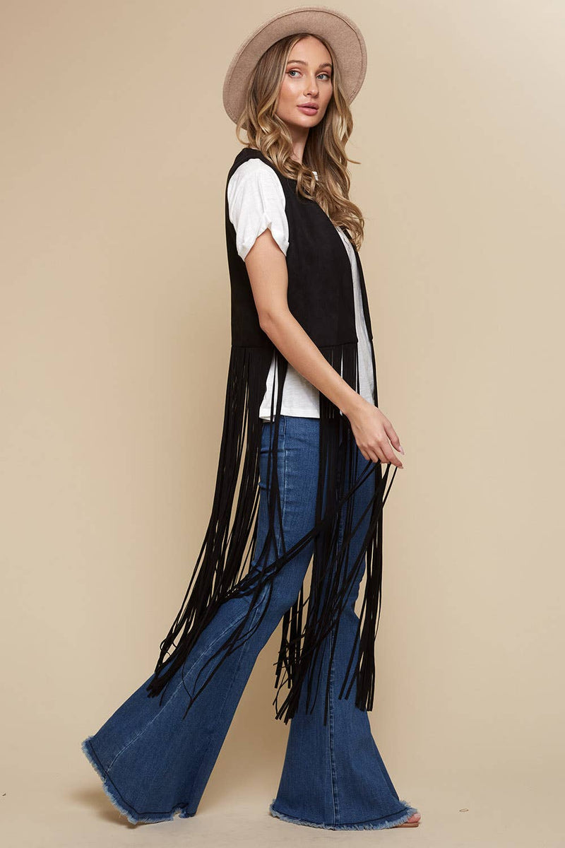 Long Vegan Suede Friend Vest
