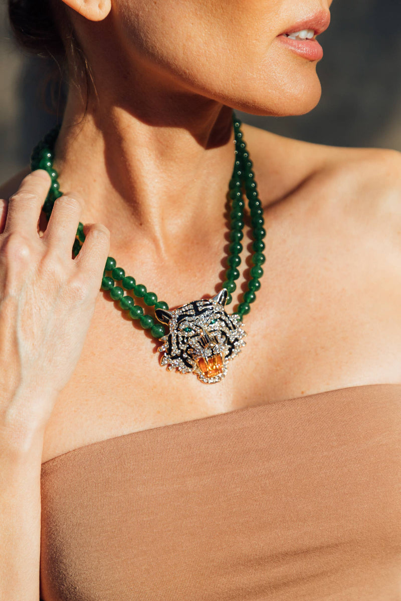 Green Tiger Eye Statement Necklace