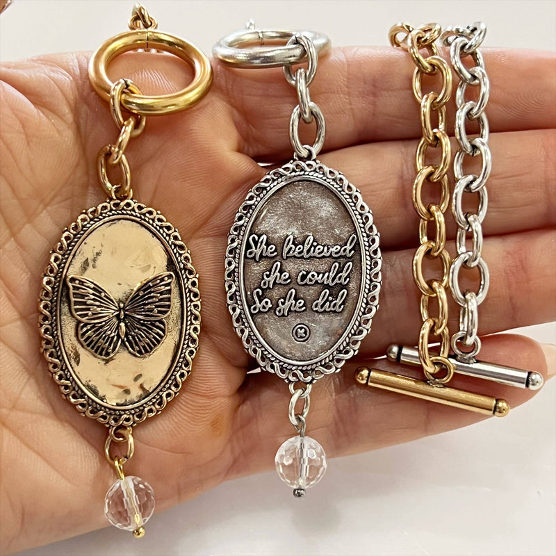 "She Believed She Could..." Butterfly Choker Necklace