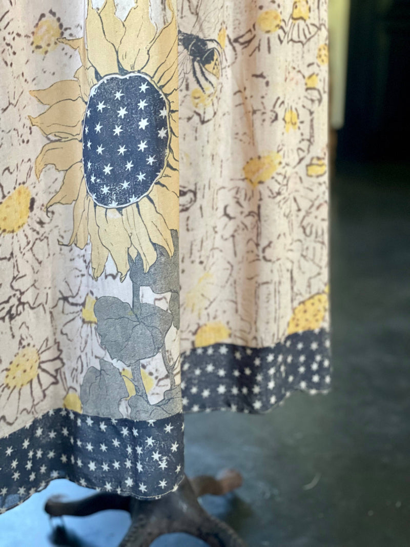 Milk & Honey Bohéme Long Maxi Slip Dress w/ Bee & Sunflowers