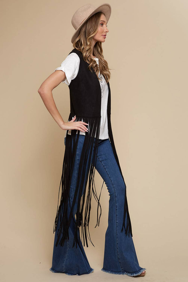 Long Vegan Suede Friend Vest