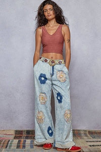 Flower Belt with Wood Beaded Buckle