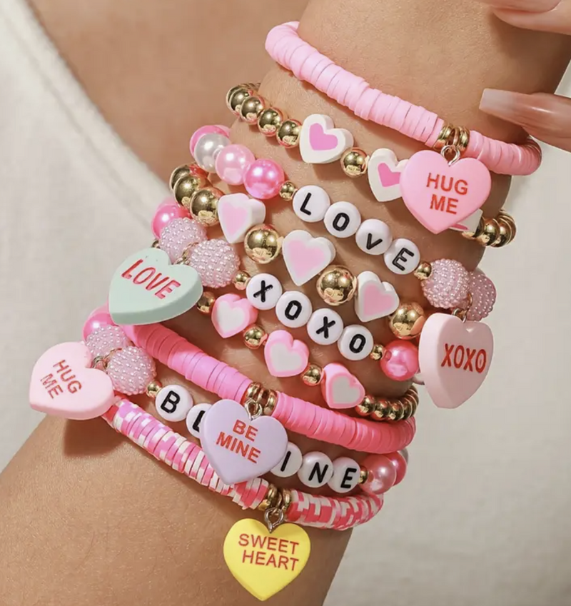 Little Girl Valentines Bracelets Asst