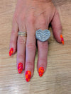 Iced Out Baguette Heart Ring