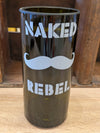 RECKLESS LOVE or NAKED REBEL Hi Ball Tumbler Upcycled Wine Bottle - Glow in the Dark Writing