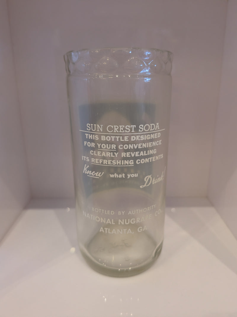 Vintage Sun Crest Soda Upcycled Drinking Glass