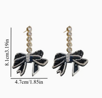 Crystal Black Bow Earrings