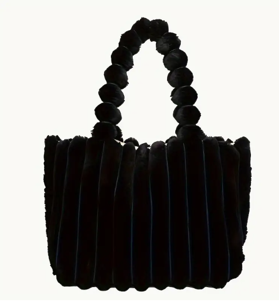 Fluffy Faux Fur Striped Tote Bag