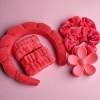 Spa Set - 6 Pc Set=1 Headband, 2 wristlets, 1 claw, 2 scrunchies