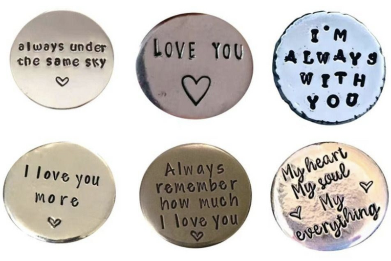 Pewter Round Token with Warm Fuzzy Sayings