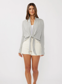 Waffle Knit Tie Front Cardigan