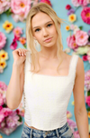 Eyelet Square Neck Corset Bustier Crop Top