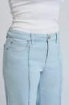 Frayed Seam Wide-Leg Denim Jeans – Light Wash