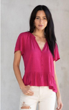 Flowy Short Sleeve Peasant Blouse