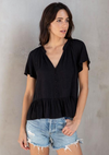Flowy Short Sleeve Peasant Blouse