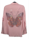 Crystal Butterfly Button Down Shirt with Star Embroidery