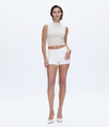 Mid Rise Fray Hem Denim Shorts