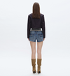 Super Low-Rise Denim Shorts with Frayed Hem