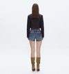 Super Low-Rise Denim Shorts with Frayed Hem