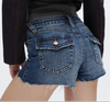 Super Low-Rise Denim Shorts with Frayed Hem