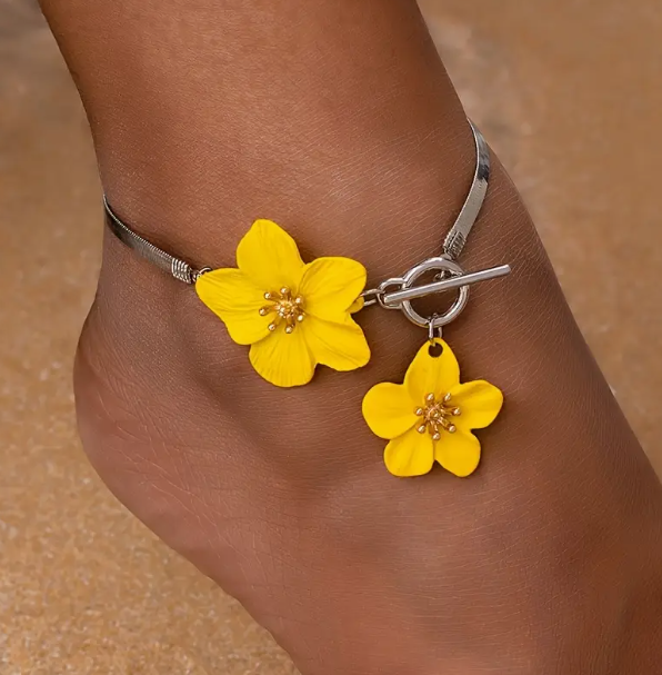 Hawaiian Bloom Anklet Silver