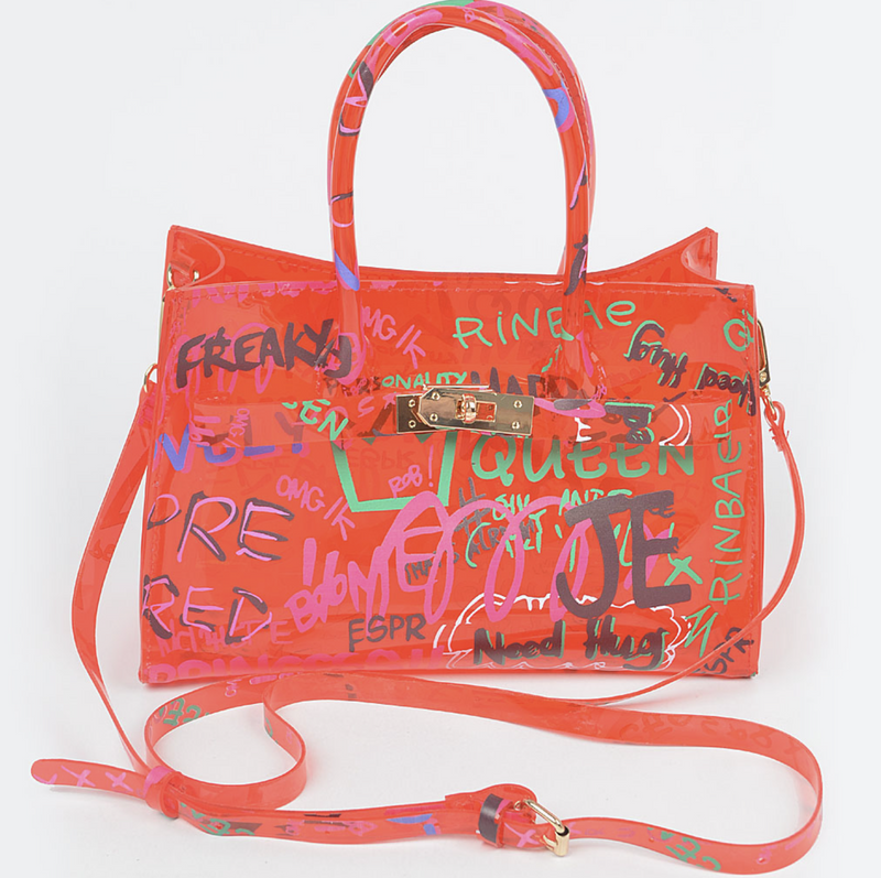 Concert Series Graffiti Satchel Bag - See Through