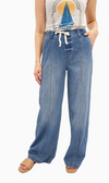 Chambray Wide Leg Pant w/ Drawstring in Tilt 32"