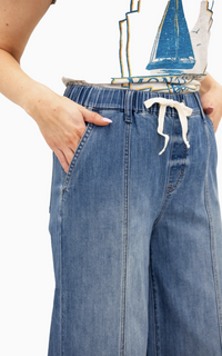 Chambray Wide Leg Pant w/ Drawstring in Tilt 32"