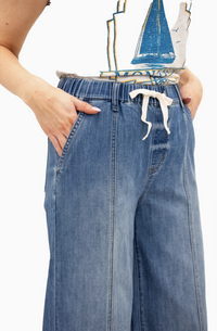 Chambray Wide Leg Pant w/ Drawstring in Tilt 32"