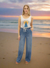 Chambray Wide Leg Pant w/ Drawstring in Tilt 32"