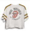 Rolling Stones Striped Sleeve Cropped Tee