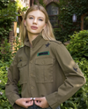 Gold Queen Bee Army Cropped Shacket Jacket
