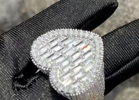 Iced Out Baguette Heart Ring