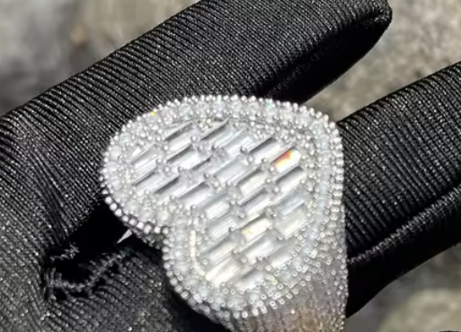 Iced Out Baguette Heart Ring