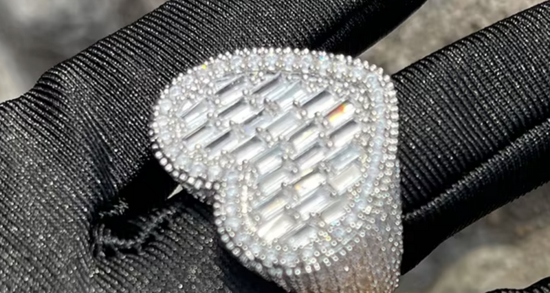 Iced Out Baguette Heart Ring