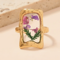 Pressed Flower Adjustable Ring