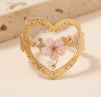 Pressed Flower Adjustable Ring