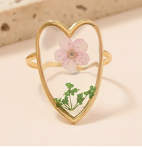 Pressed Flower Adjustable Ring