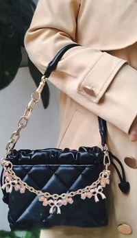 Pink Flower Purse Charm - Designer Inspired