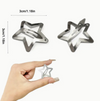 Set of silver star-shaped snap barrettes, styled in different hairstyles for a celestial-inspired look.

