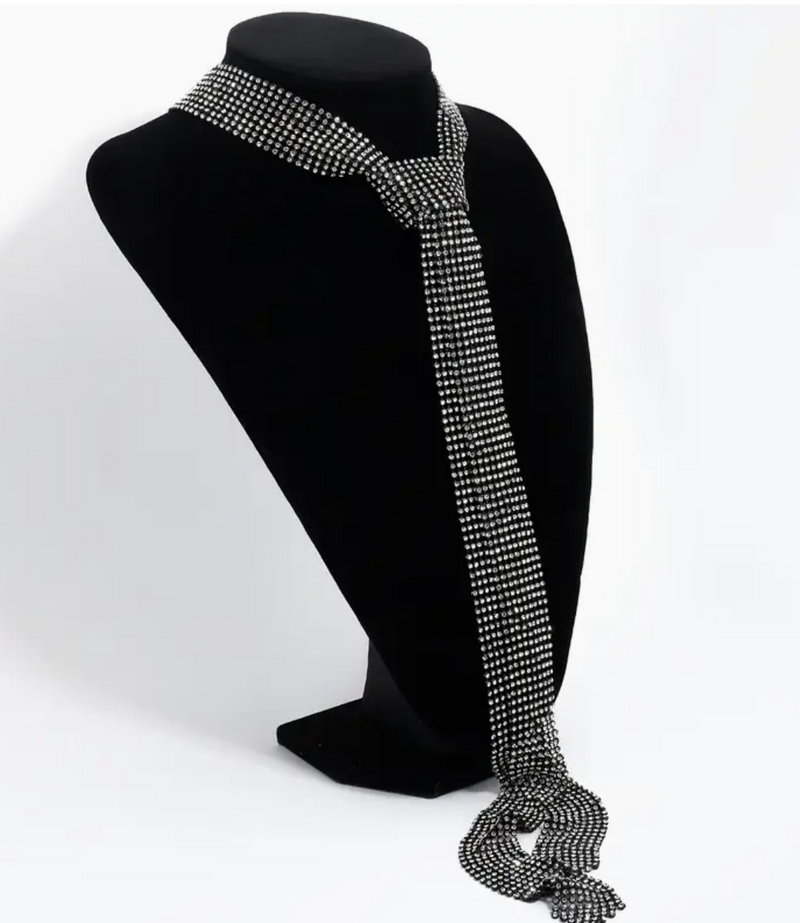 Rhinestone Chainmail Double Tie Necklace
